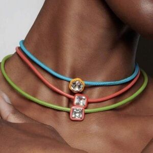 Green Necklace with Red Accents